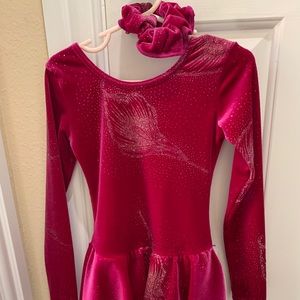Pink sparkly practice figure skating dress